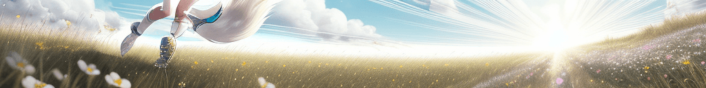 AI generated: An 18-year-old girl with fox ears, lovable, white fox, fox eyes, running, during the day, bright Sun...