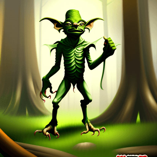 AI generated: good looking, DnD goblin with very big feet in a forest, 
