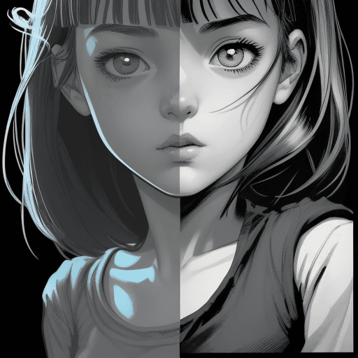 AI generated: an illustration of a girl with a face, in the style of detailed comic book art, anime aesthetic, bli...
