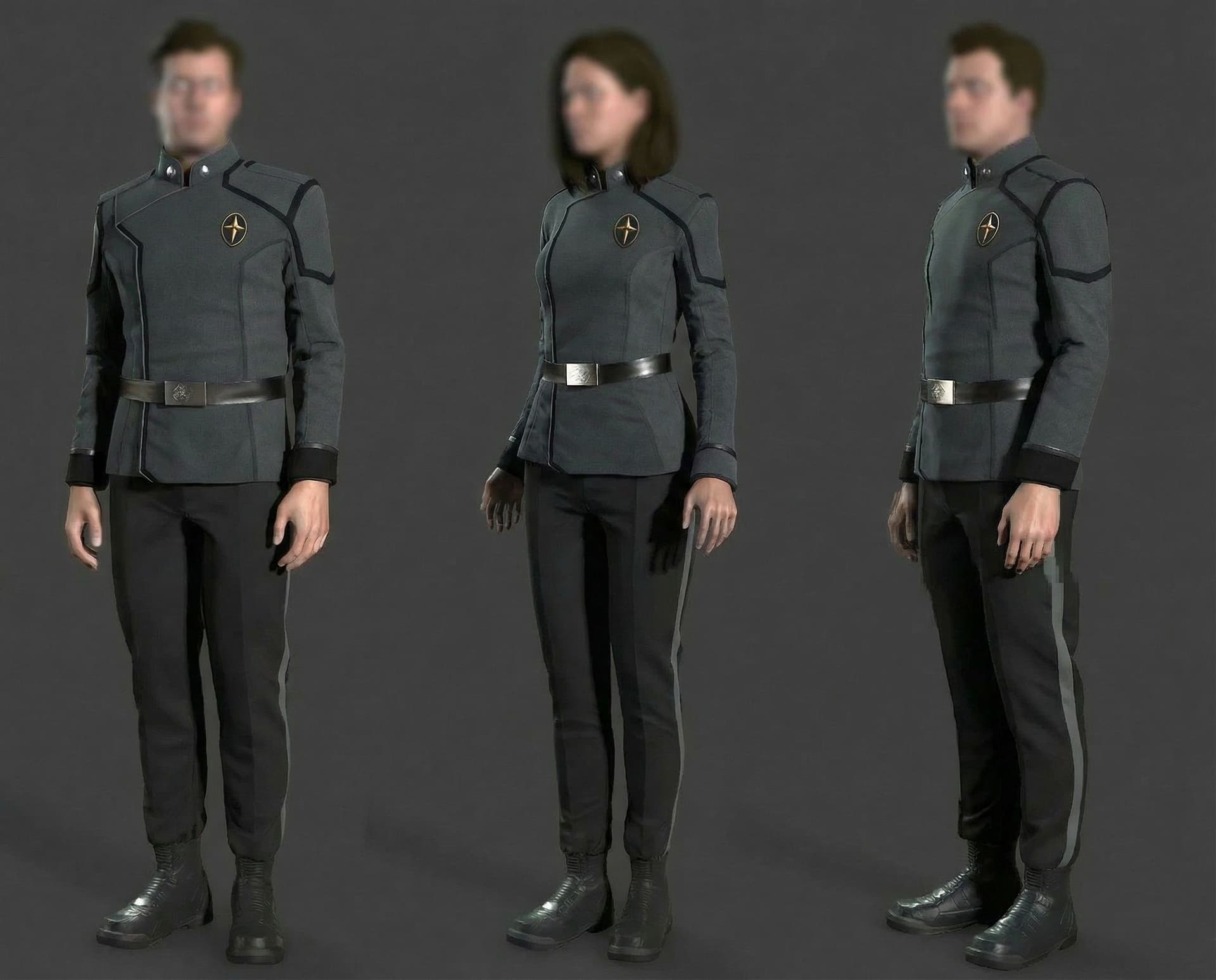 AI generated: Create a Sci-Fi uniform with a badge. Use the reference image one as the badge, and place the badge ...