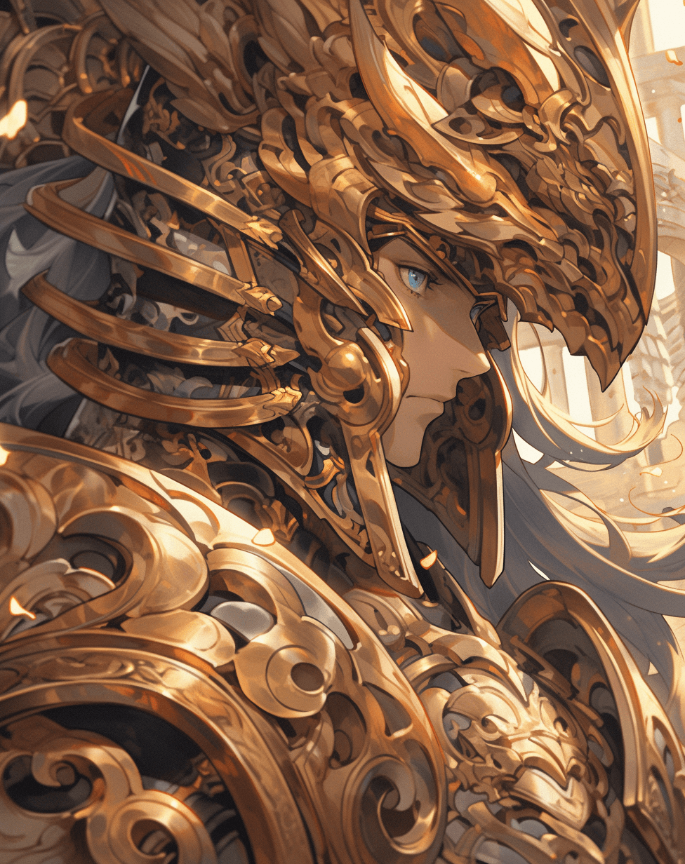 AI generated: valdarius king armor, in the style of mystical portraits, influenced by ancient chinese art, realist...
