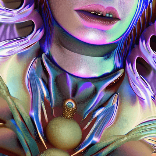 AI generated: Goddess close-up portrait ribcagel. jellyfish phoenix head, nautilus, orchid, skull, betta fish, bio...