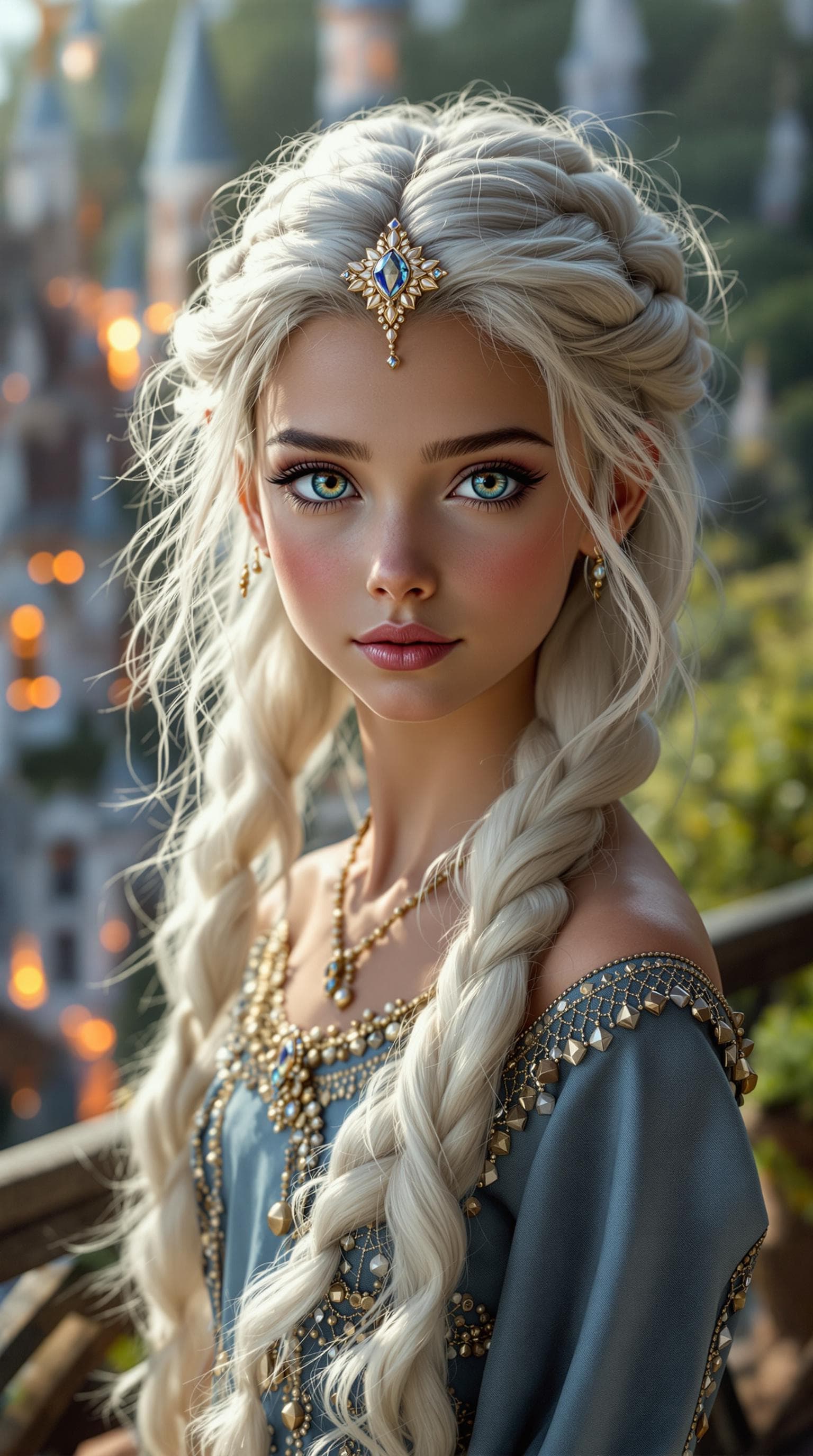 AI generated: a professional photo of a exceptionally of the most beautiful  princess girl in the world, mythical ...