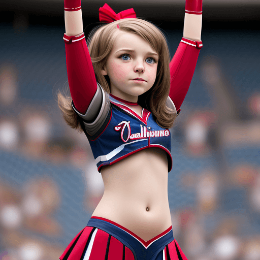 AI generated: Washington Nationals 13-14 year old robot cheerleader, malfunctioning, panel open on her stomach rev...