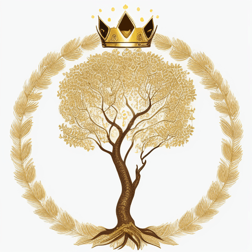AI generated: drawing of a simple Brazilian tree, whose crown is made up of leaves, with a golden and illuminated ...
