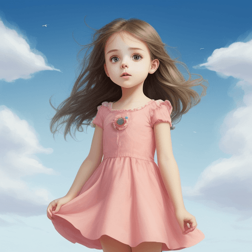 AI generated: a girl with a rose. cute girl. cartoon. child. background of sky and beautiful. youthful.