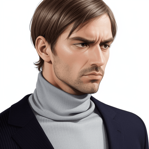 AI generated: Thinking man in a striped turtleneck