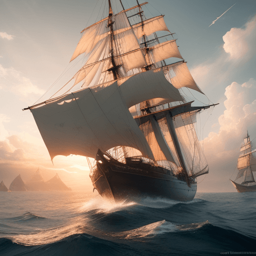 AI generated: Photo of a ultra realistic sailing ship, dramatic light, pale sunrise, cinematic lighting, battered,...