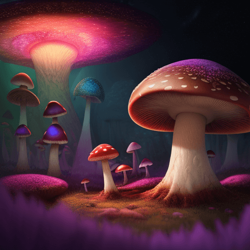 AI generated: High resolution fantasy photography of a mushroom planet, colorfule magic in the air, 8k