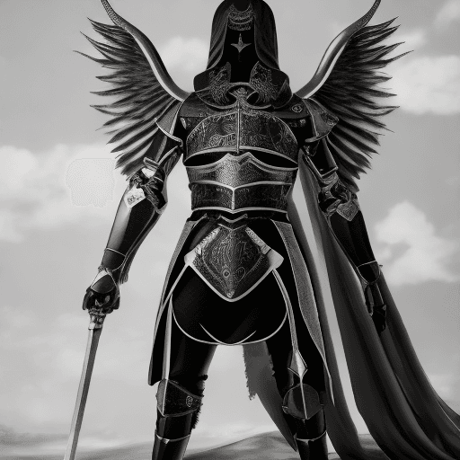 AI generated: Michael the arc angel in black metal armor, Anime style, 8k


