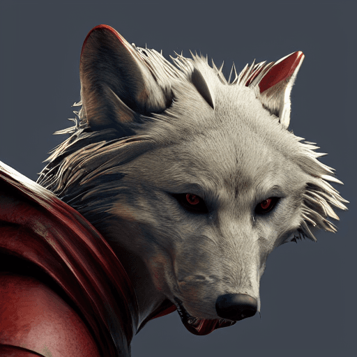AI generated: Antromorphic samurai wolf, portrait, simetris, extremely detail mask, HDR, cinematic lighting, intri...