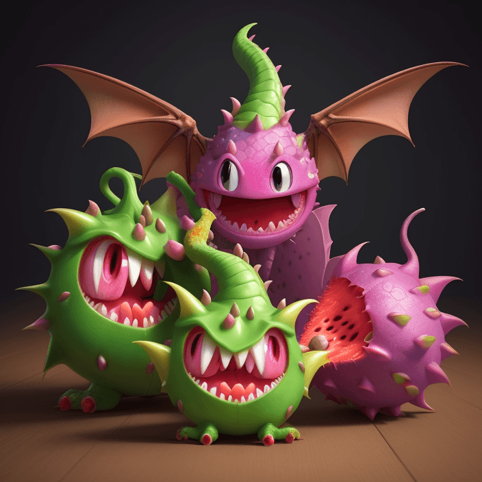 AI generated: A happy cartoon Dragon Fruit fruit, Pixar Style, perfect composition, 8k artistic photography, photo...