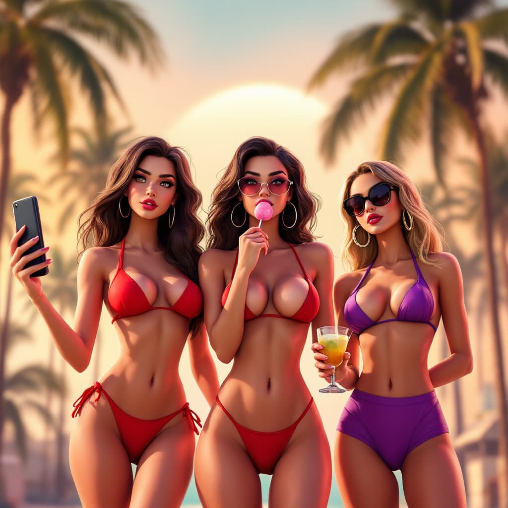 AI generated: A realistic-yet-animated style image featuring three iconic female characters inspired by the openin...
