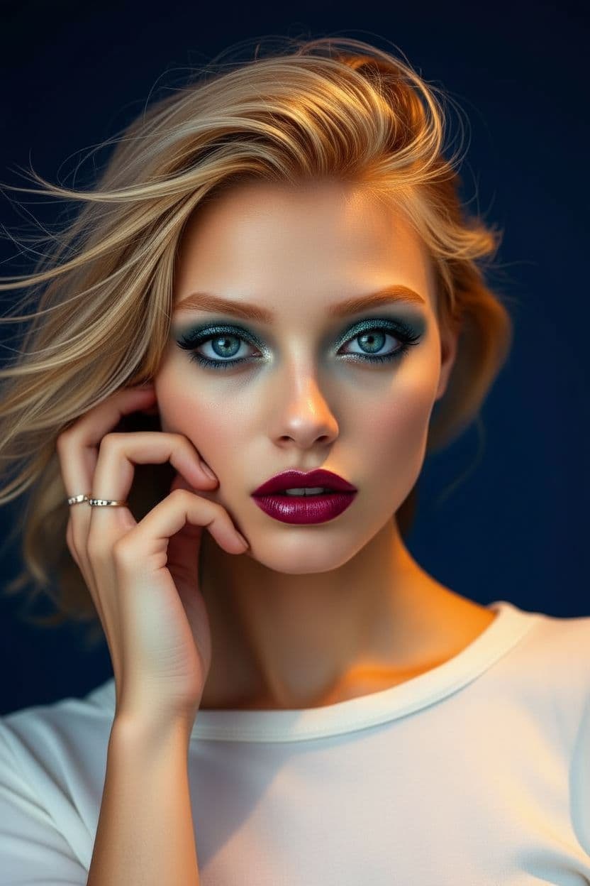 AI generated: "High resolution close up head and torso portrait photograph image, cinematic style, vibrant complim...