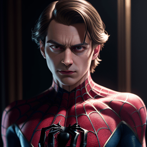AI generated: spiderman in a pink suit, gothic, gold, neoclassical, elegant, cinematic, shot photography by Wes An...