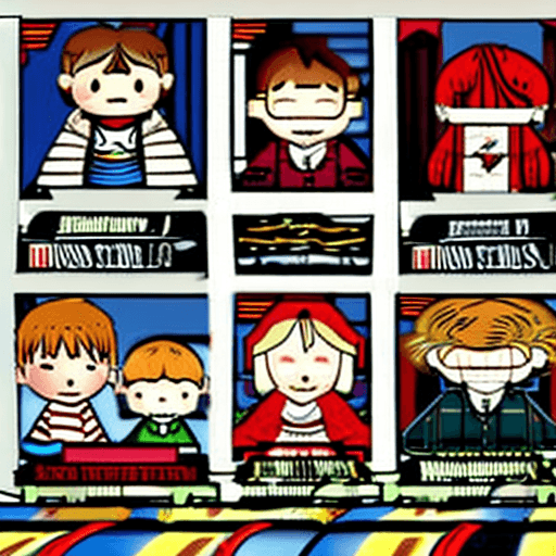 AI generated:  image about harry, hermione, ron weasley, dumbledore, hagrid, ginny weasley, fred weasley, george w...