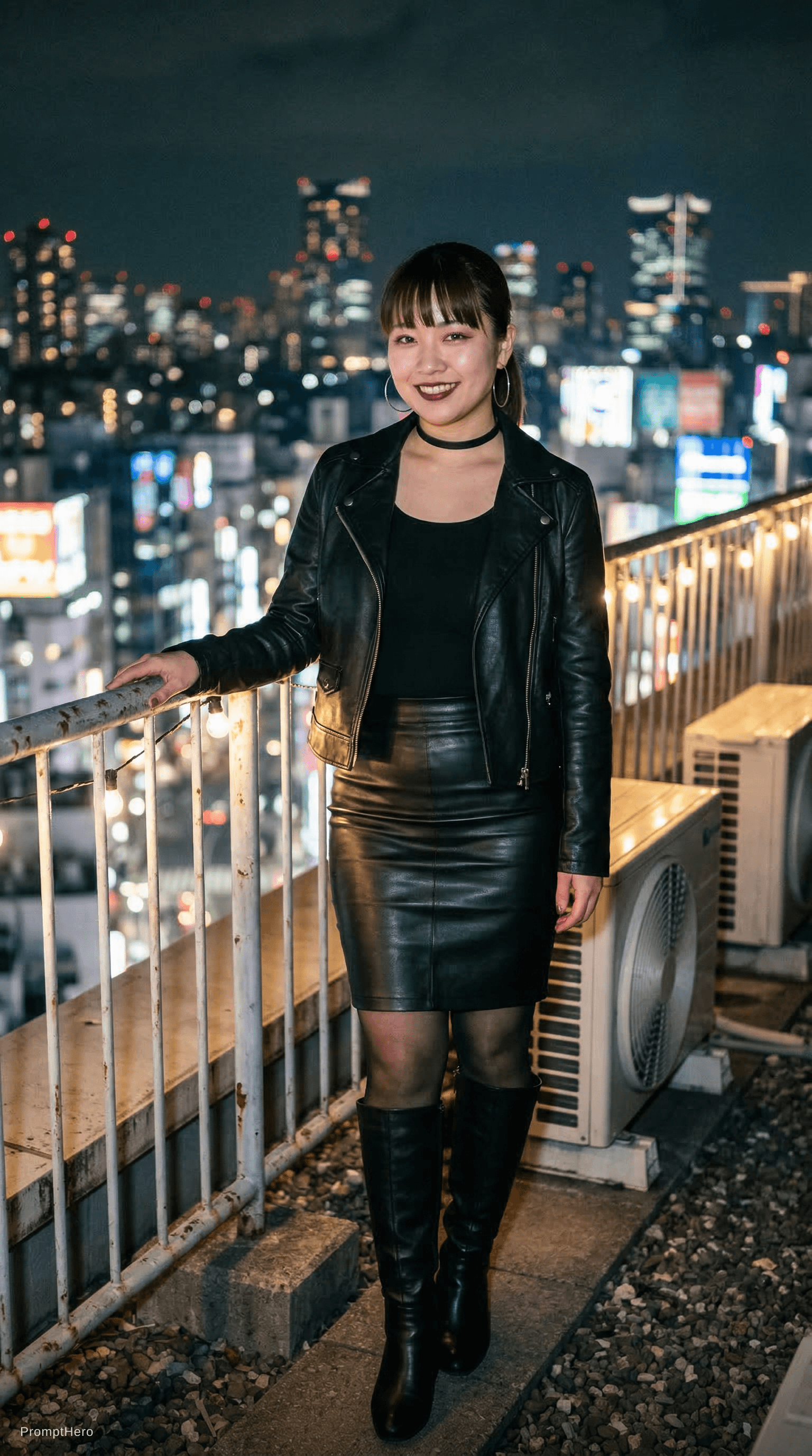 AI generated: A cute Asian Japanese woman with brown hair styled in low tight ponytail, dark brown eyes, curvy, hu...