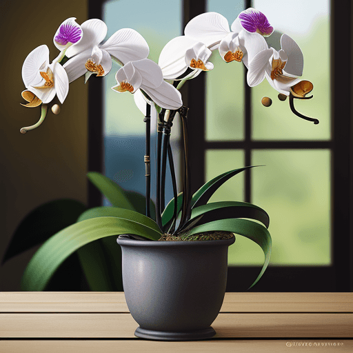 AI generated: realistic photo of an orchid in a pot