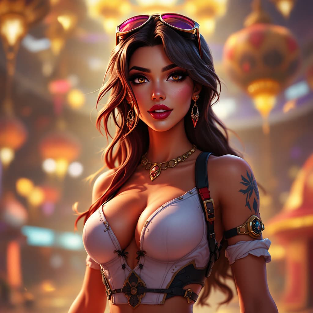 AI generated: beautiful woman, a woman as fortnite character, at casino, premium feeling