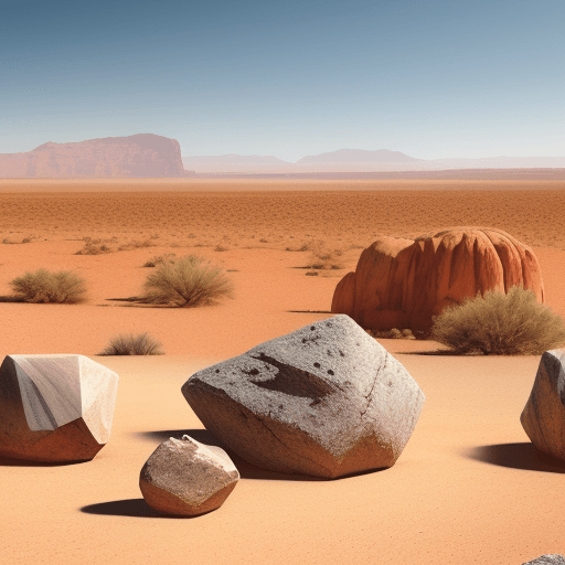 AI generated: a desert landscapes with big crystal rocks 
