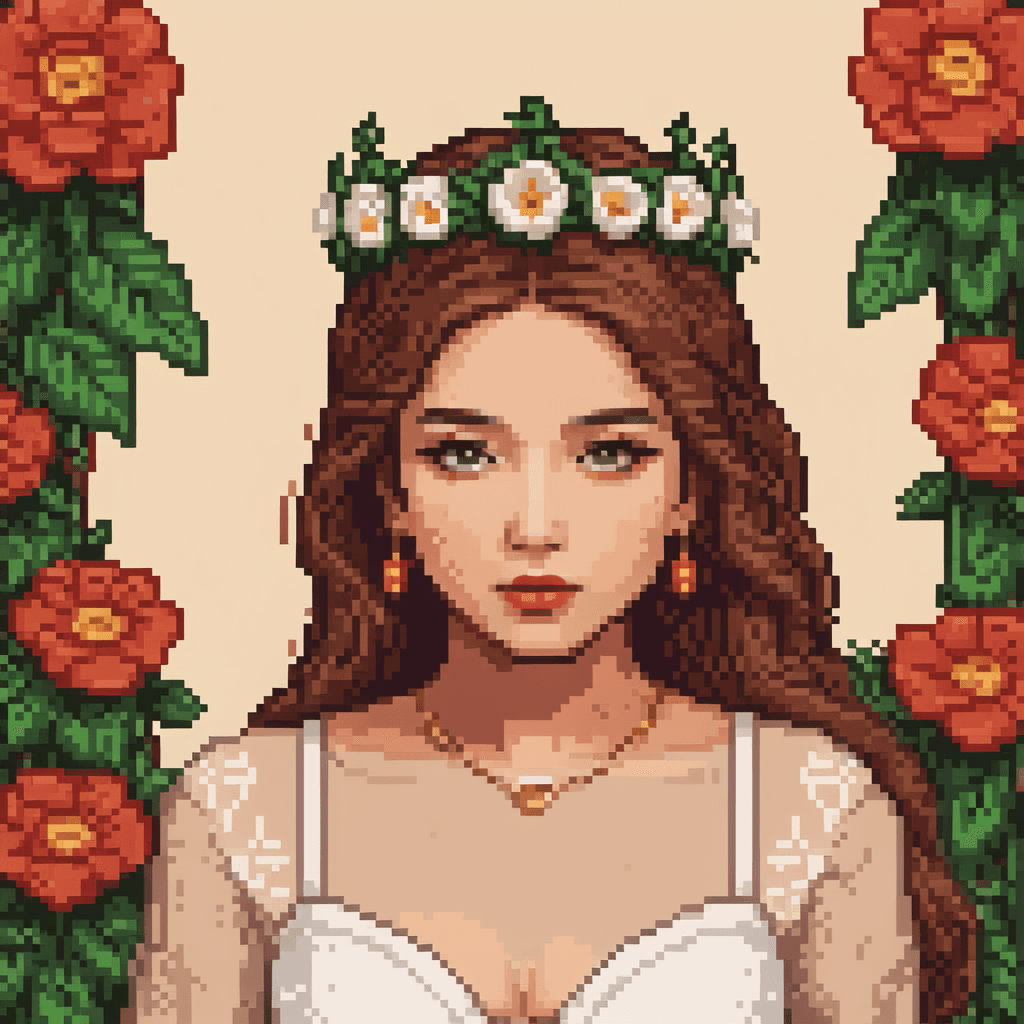 AI generated: Drawing an artistic digital image of a girl that has flowers in the crown, in the style of frank cho...