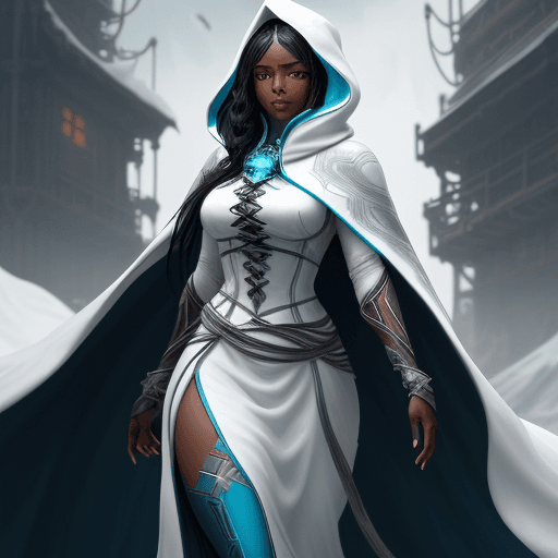 AI generated: A caramel skin African Italian woman with long flowing waist length black  hair with silver streaks,...