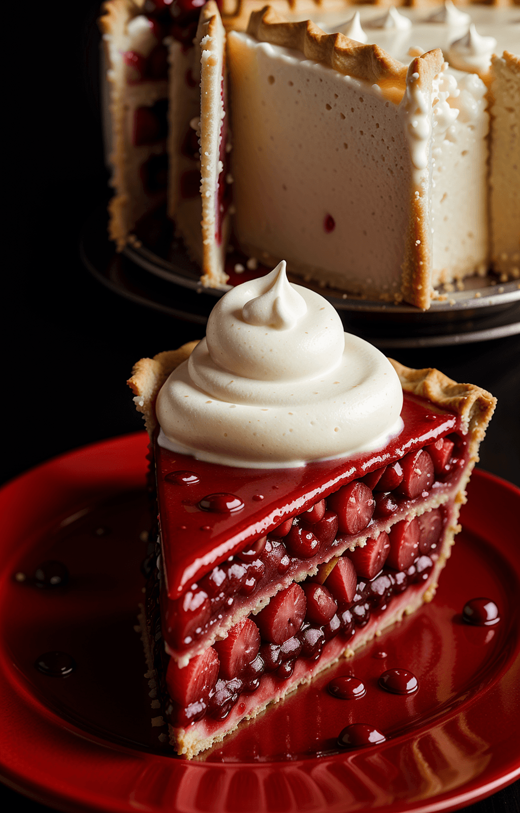 AI generated: Food photography, cherry pie, in a luxurious Michelin kitchen style, studio lighting, depth of field...