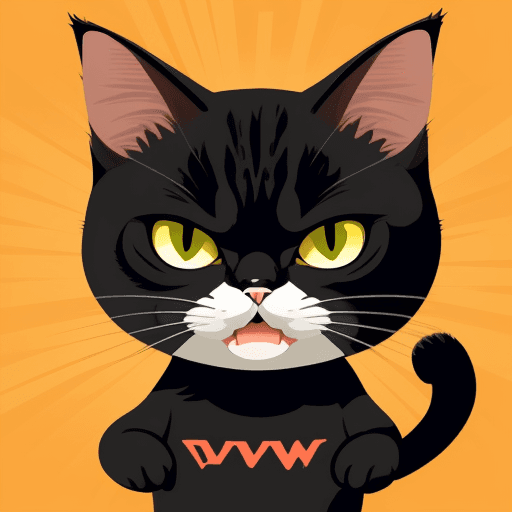 AI generated: vector illustration, cute cat, angry, watching at camera, cartoon
