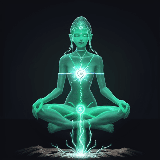 AI generated: Welding of the Elements: The chakras should be aligned vertically, starting from the root chakra at ...