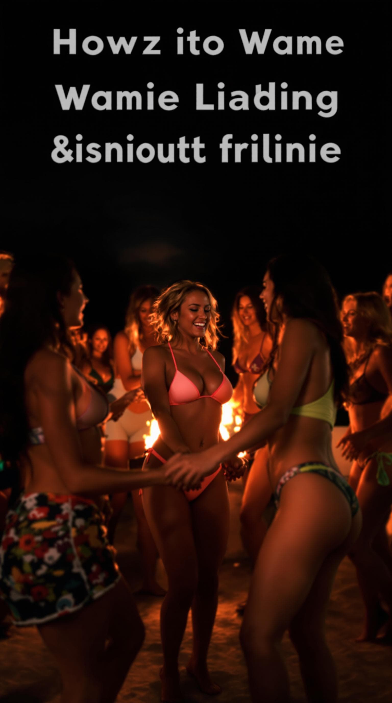 AI generated: The image features a group of women dancing in a vibrant, outdoor setting at night. They are wearing...