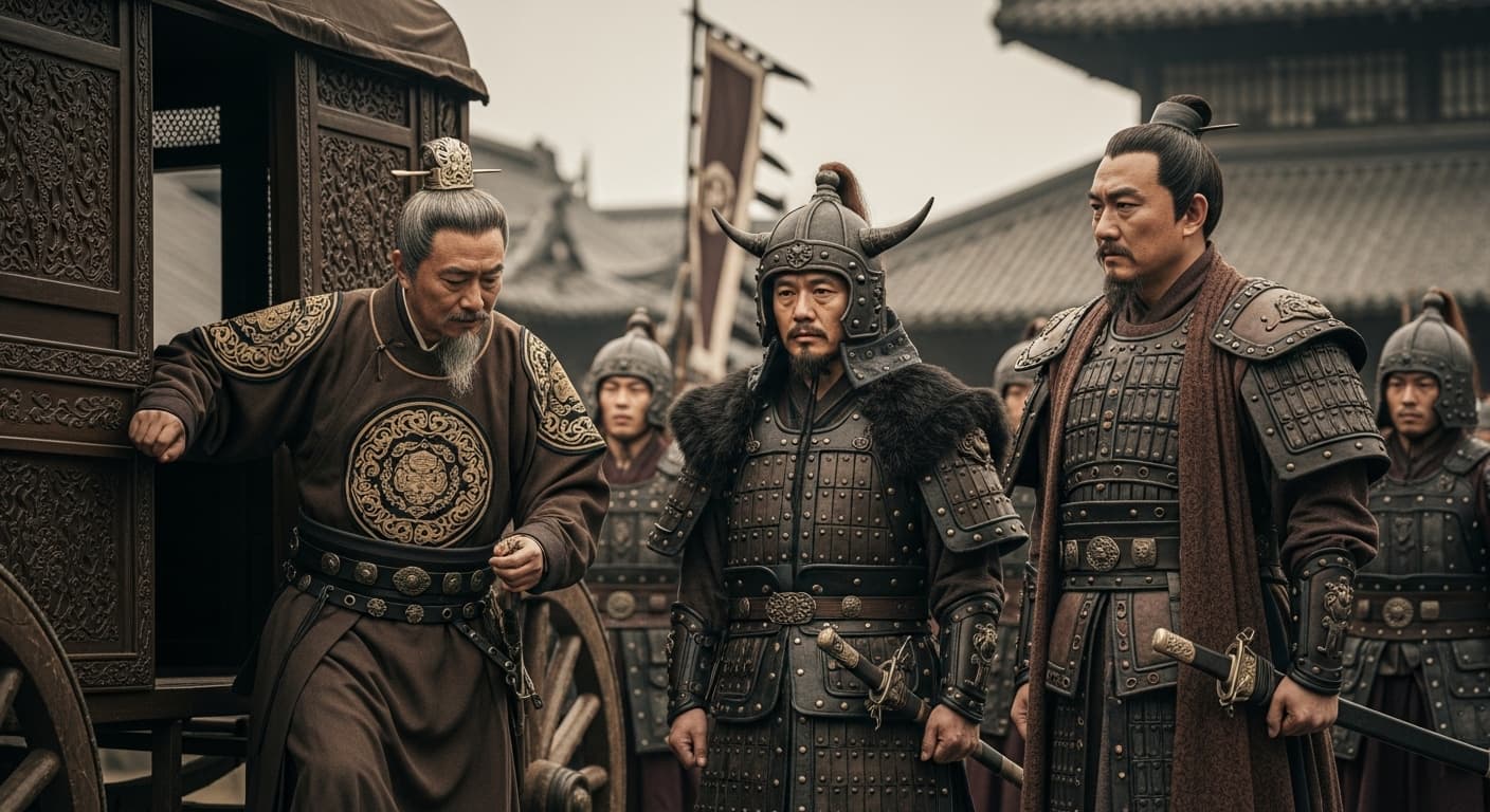 AI generated: A realistic, cinematic HDR 8k photo captures a historical scene during the Tang Dynasty, depicting a...