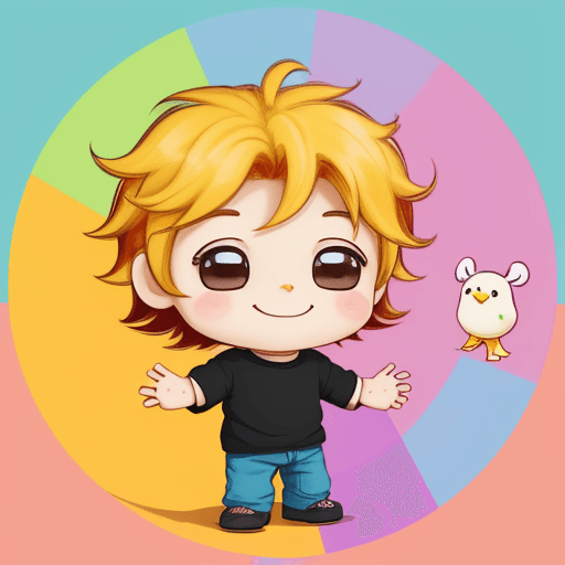 AI generated: Design a Logo of a Cute and Happy little Chibbi Boy holding a one huge and colorful doughnut in fron...