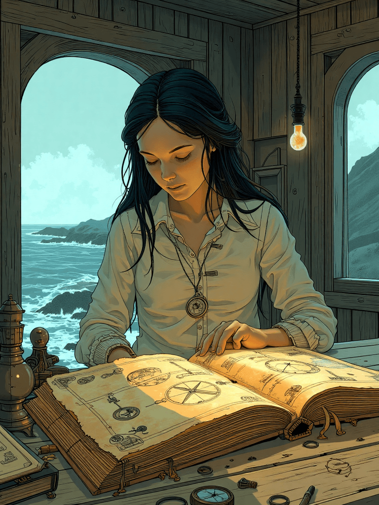 AI generated: The Lighthouse's Mystery

Lina sat at a large wooden table inside the lighthouse, a dusty old book...