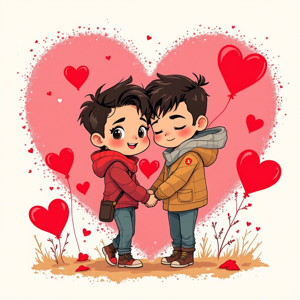 AI generated: valentine design, in the style of graphic novel inspired illustrations, sketchfab, fernando amorsolo...