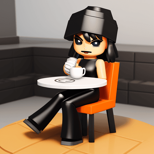 AI generated: roblox character sitting down drinking coffee

