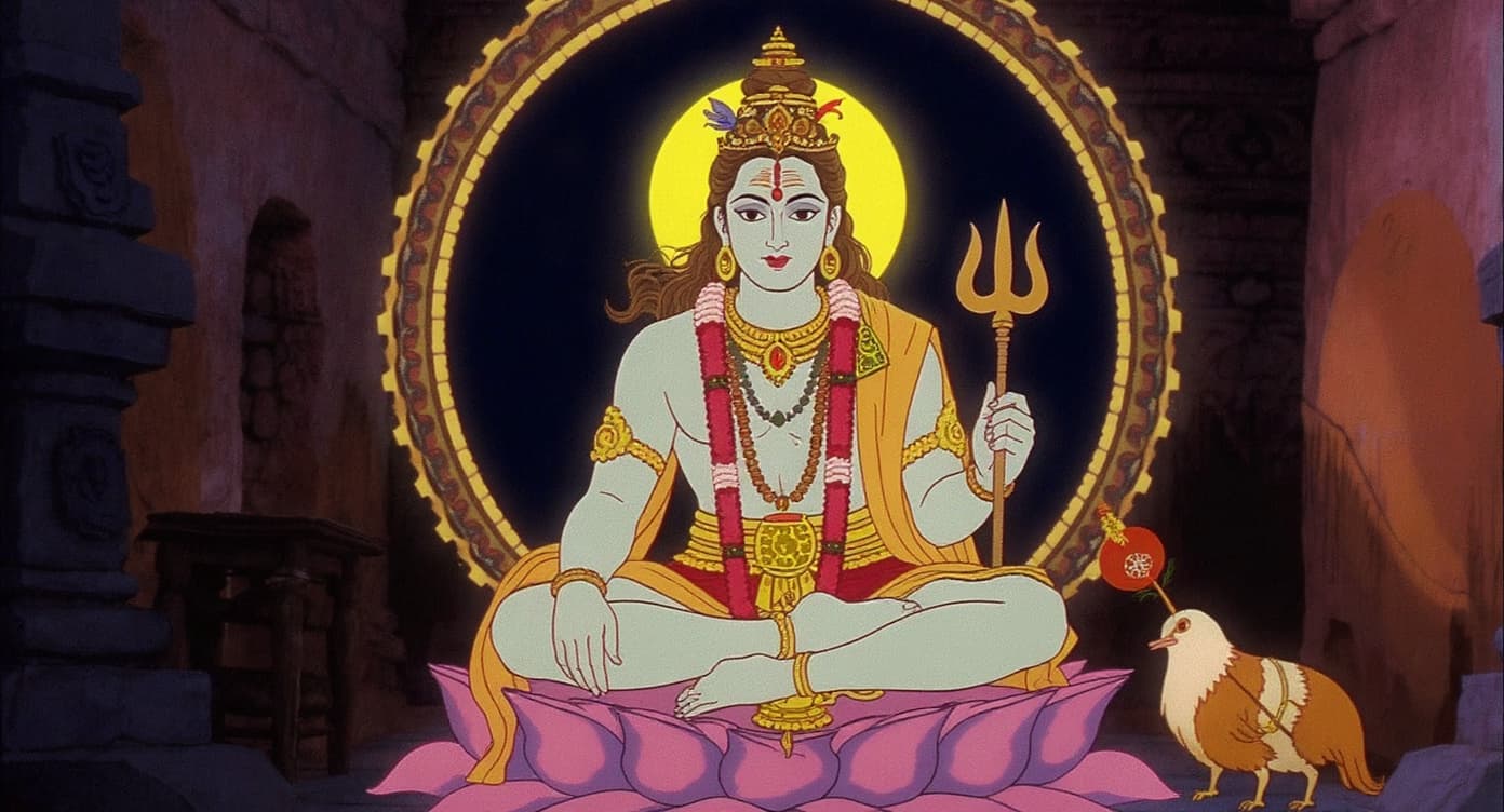 AI generated: Prompt 6: Shiva Meditating on the Moon
Lord Shiva seated in padmasana meditation on the surface of t...