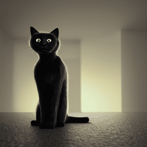 AI generated: "complex 3d render ultra detailed of a black cat 150 mm, beautiful studio soft light, rim light, vib...