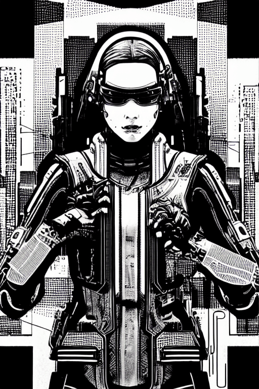 AI generated: portrait of cyberpunk female soldier| cyberpunk 2077| cyberpunk| sci-fi| intricate| precise lineart|...