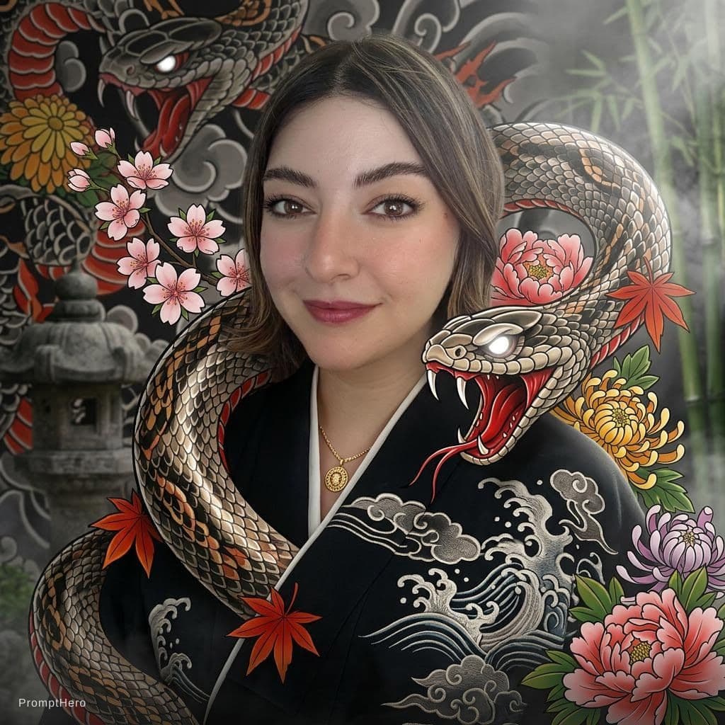 AI generated: MAKE THE IMAGE I HAVE ATTACHED INTO A EPIC HYPERREALISTIC IMAGE ADD A EPIC ANGRY SNAKE WITH A WHITE ...