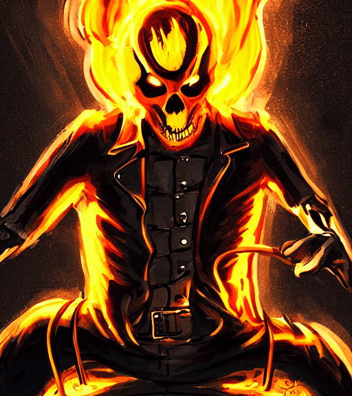 AI generated: Ghost rider in the city, 