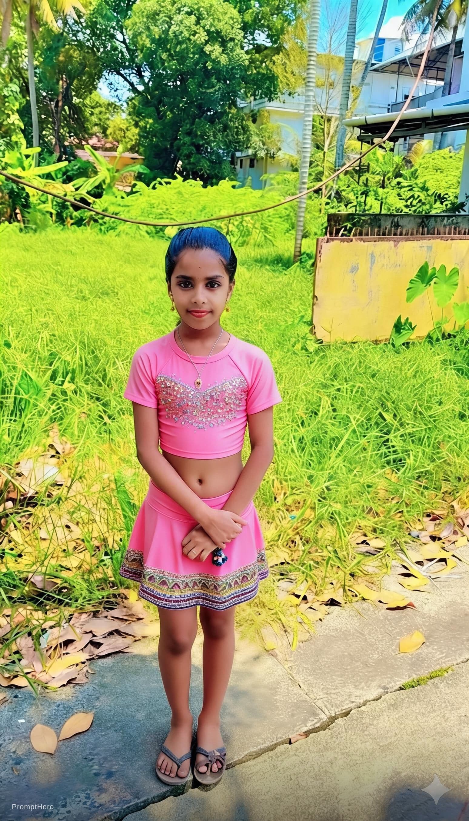 AI generated: Two piece swimming dress that girl 