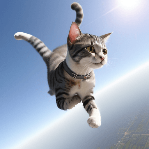 AI generated: A Cat jumping from a plane to his owner