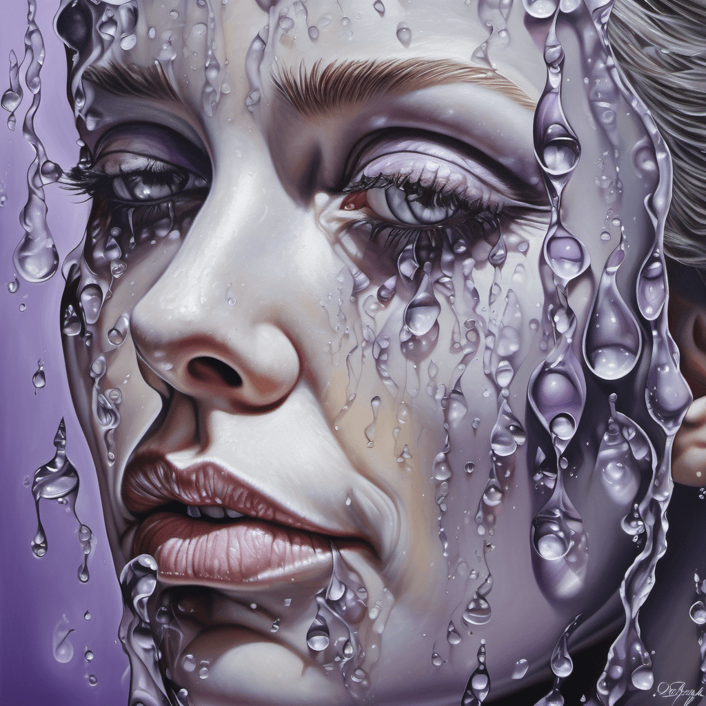 AI generated: surrealist painting of water droplets on the stem of a woman, in the style of surrealism, Picasso, m...