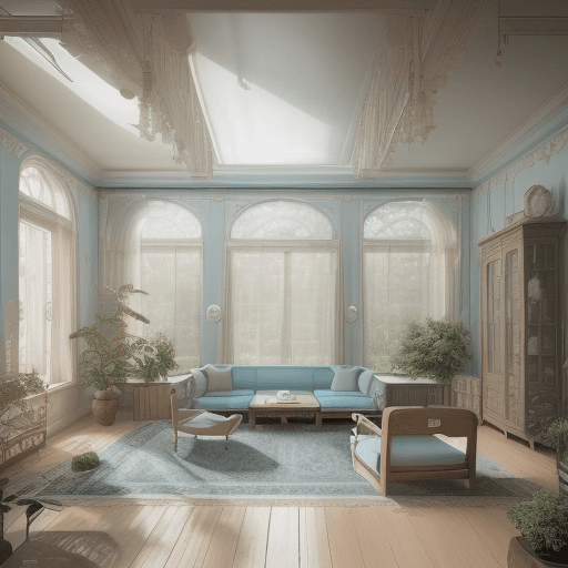 AI generated: High resolution photography interior design, dreamy sunken living room conversation pit, wooden floo...