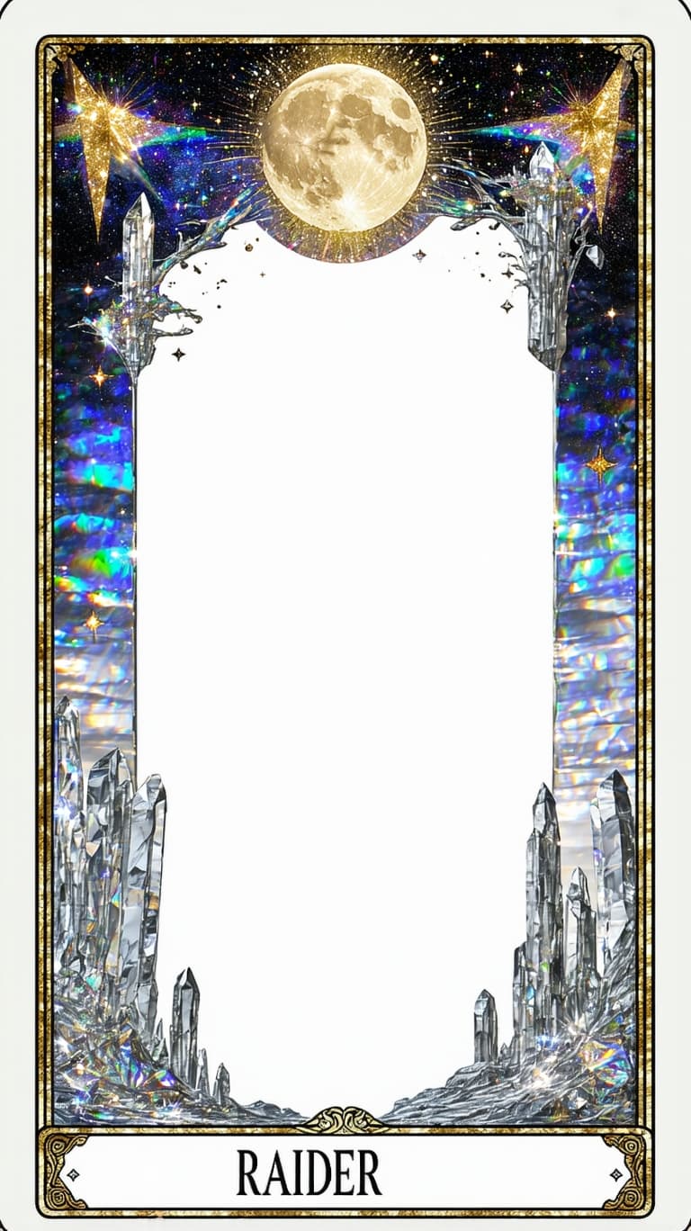 AI generated: Tarot card frame with photo placeholder romantic raider waite card will feature hyper-realistic gold...