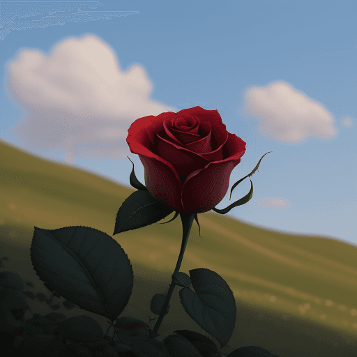 AI generated: a rose bud on a hill