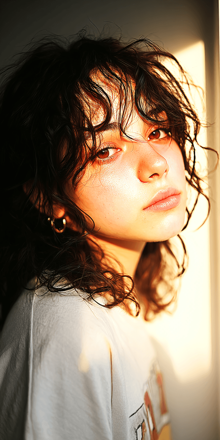 AI generated: woman, shot on a Canon A7 III, hyper-realistic --no freckles --chaos 75 --ar 1:2 --sref 3296150369 -...