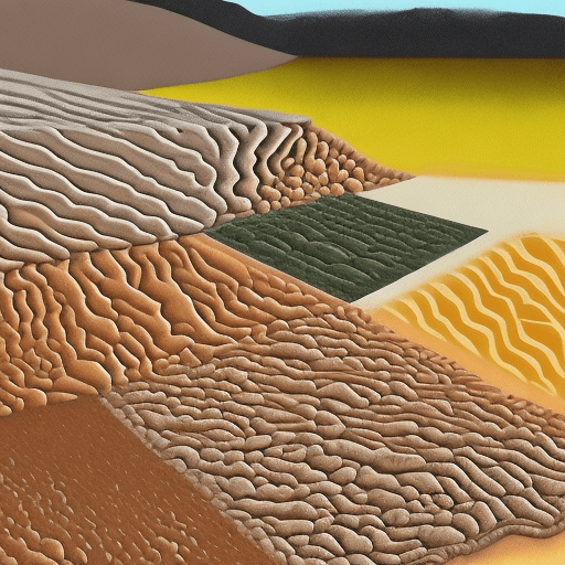 AI generated: Generate a post-modern painting of soil texture with limited colors with perspective and high light ...