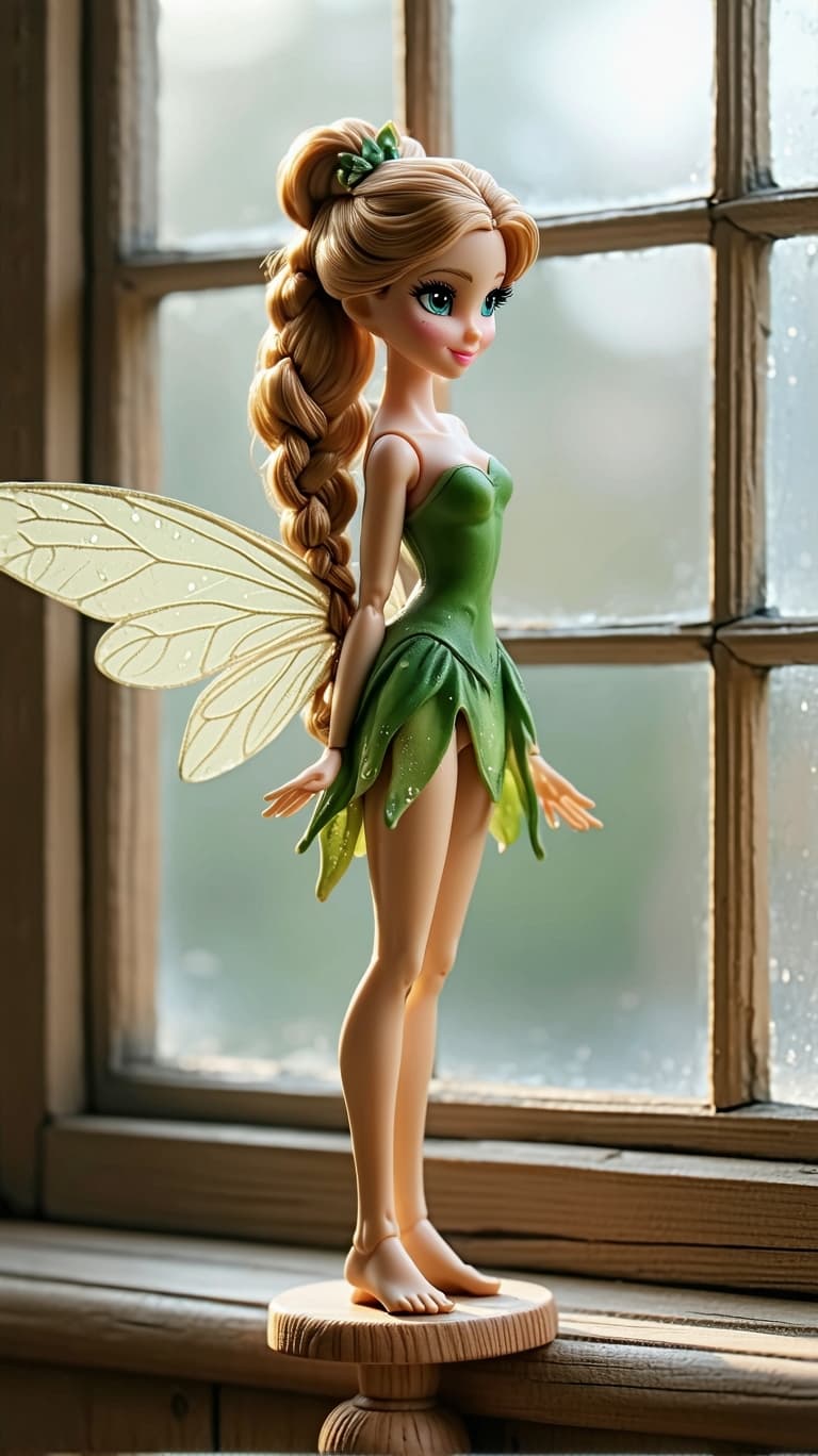 AI generated: a professional photo of a exceptionally beautiful porcelain girl figurine (16 inch figurine), (nine ...