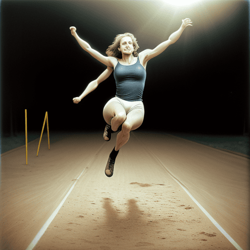 AI generated: Realistic photo of a person making a long jump, daylight, modern, Yousuf Karsh
Annie Leibovitz, Davi...